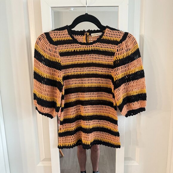 Ulla Johnson Amata Crochet Knit Sweater Top Size Small Color Pink Yellow - Picture 1 of 4